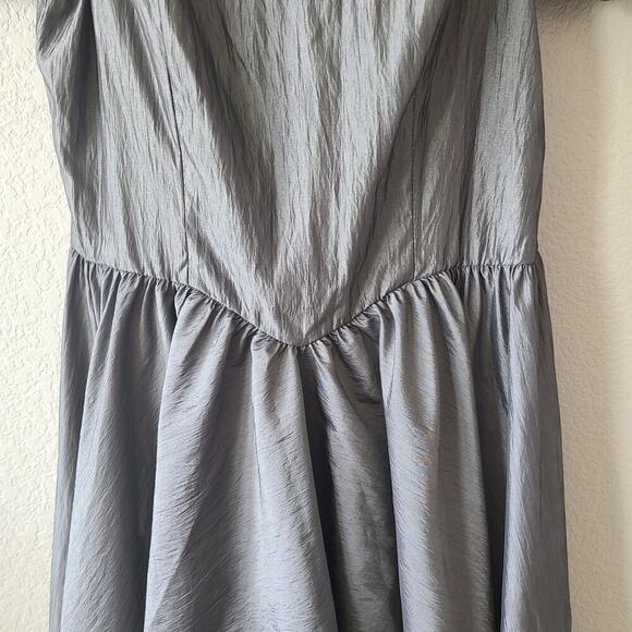 Peasant‎ Puff Sleeve Maxi Dress Size 14 Sweetheart Neckline Prom Evening Gray - Picture 5 of 11